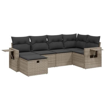 Set mobilier grădină cu perne, 6 piese, gri, poliratan - Img 2