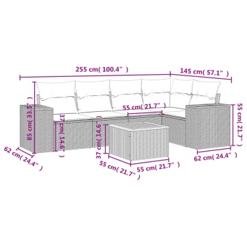 Set mobilier grădină cu perne, 6 piese, gri, poliratan - Img 3