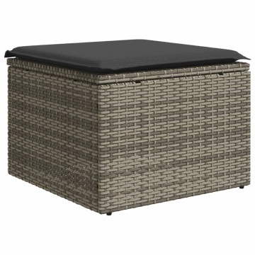 Set mobilier grădină cu perne, 6 piese, gri, poliratan - Img 3
