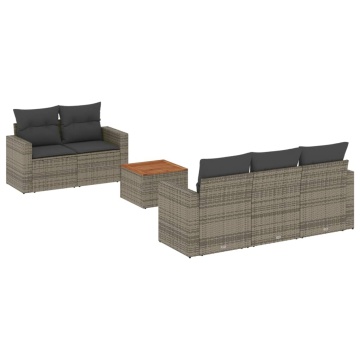 Set mobilier grădină cu perne, 6 piese, gri, poliratan - Img 2