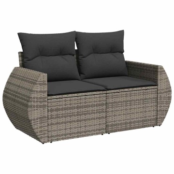 Set mobilier grădină cu perne, 6 piese, gri, poliratan - Img 4