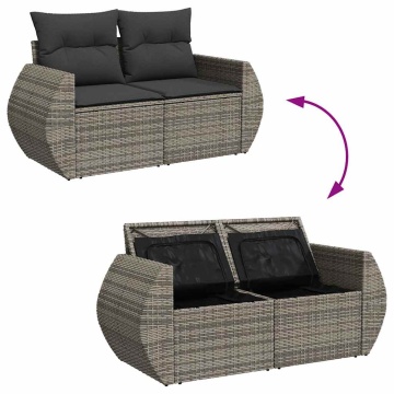 Set mobilier grădină cu perne, 6 piese, gri, poliratan - Img 7