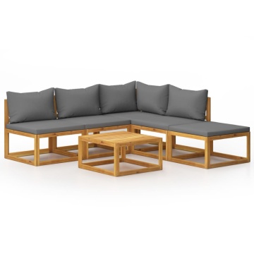 Set mobilier grădină cu perne, 6 piese, lemn masiv acacia - Img 2