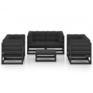 Set mobilier grădină cu perne, 7 piese, lemn masiv pin - Img 3