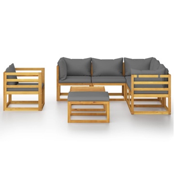 Set mobilier grădină cu perne, 8 piese, lemn masiv acacia - Img 3