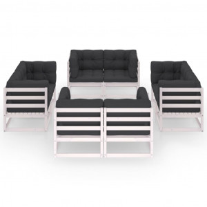 Set mobilier grădină cu perne, 8 piese, lemn masiv de pin - Img 2