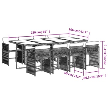 Set mobilier grădină cu perne, 9 piese, gri, poliratan - Img 5