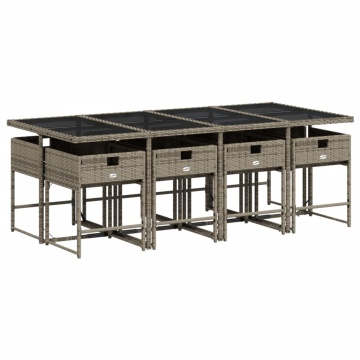 Set mobilier grădină cu perne, 9 piese, gri, poliratan - Img 3