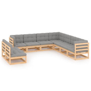 Set mobilier grădină cu perne, 9 piese, lemn masiv de pin - Img 1