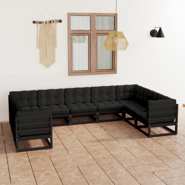 Set mobilier grădină cu perne, 9 piese, lemn masiv de pin - Img 1
