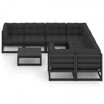 Set mobilier grădină cu perne, 9 piese, lemn masiv de pin - Img 3