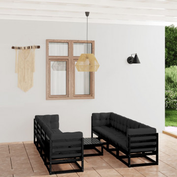 Set mobilier grădină cu perne, 9 piese, lemn masiv pin - Img 1