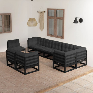 Set mobilier grădină cu perne, 9 piese, lemn masiv pin - Img 1