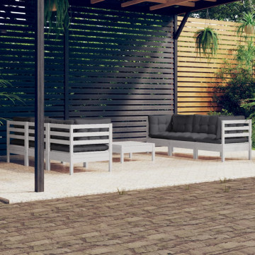 Set mobilier grădină cu perne antracit, 7 piese, lemn masiv pin - Img 1