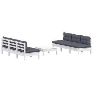 Set mobilier grădină cu perne antracit, 7 piese, lemn masiv pin - Img 3
