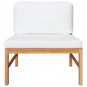 Set mobilier grădină cu perne crem, 3 piese, lemn de tec - Img 3