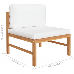 Set mobilier grădină cu perne crem, 3 piese, lemn de tec - Img 7