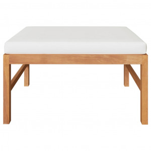 Set mobilier grădină cu perne crem, 3 piese, lemn de tec - Img 8