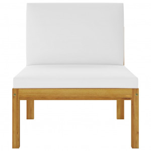 Set mobilier grădină cu perne, crem, 6 piese, lemn masiv acacia - Img 4