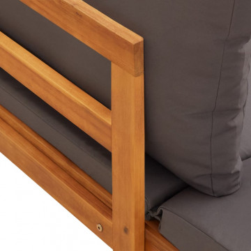 Set mobilier grădină cu perne gri închis, 3 piese, lemn acacia - Img 7