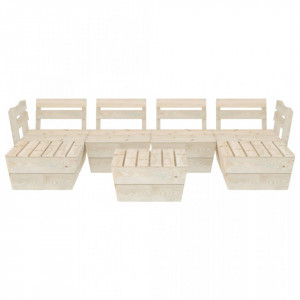 Set mobilier grădină din paleți, 7 piese, lemn de molid tratat - Img 2
