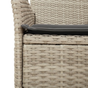 Set mobilier grădină perne 3 piese gri deschis poliratan sticlă - Img 8