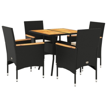 Set mobilier grădină perne 5 piese negru poliratan/lemn acacia - Img 2