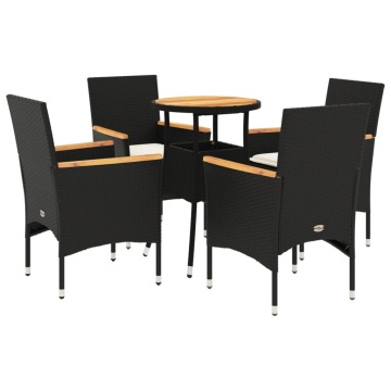 Set mobilier grădină perne 5 piese negru poliratan/lemn acacia - Img 2