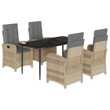 Set mobilier pentru grădină, 5 piese, cu perne, bej, poliratan - Img 2