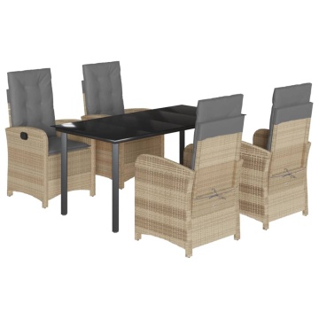 Set mobilier pentru grădină, 5 piese, cu perne, bej, poliratan - Img 2