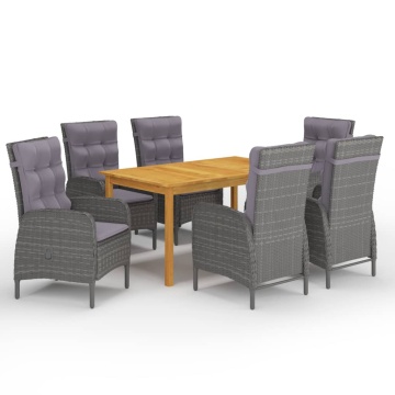 Set mobilier pentru grădină, 7 piese, gri - Img 1