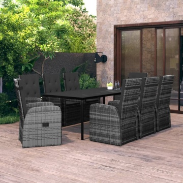 Set mobilier pentru grădină, 9 piese, gri - Img 1