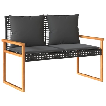 Set mobilier relaxare grădină 4 piese cu perne poliratan negru - Img 4
