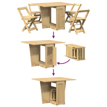 Set mobilier tip fluture Corona, pliabil 5 piese maro lemn pin - Img 5