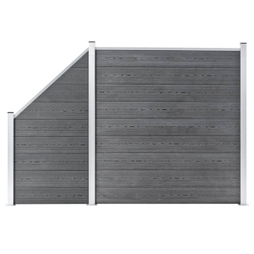 Set panouri gard, 1 pătrat + 1 oblic, gri, 273x186 cm, WPC - Img 1
