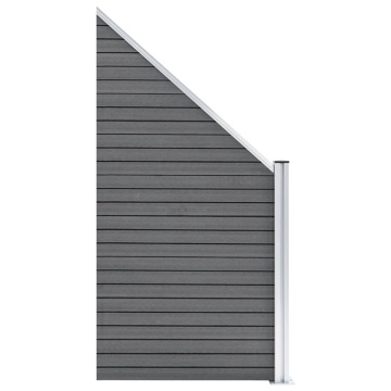 Set panouri gard, 2 pătrate + 1 oblic, gri, 446 x 186 cm, WPC - Img 5