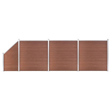 Set panouri gard, 3 pătrate + 1 oblic, maro, 619 x 186 cm, WPC - Img 1
