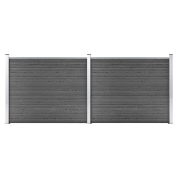 Set panouri gard, 353x146 cm, negru, WPC - Img 1