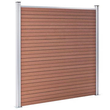 Set panouri gard, 5 pătrate + 1 oblic, maro, 965 x 186 cm, WPC - Img 4