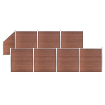 Set panouri gard, 7 pătrate + 1 oblic, maro, 1311x186 cm, WPC - Img 1