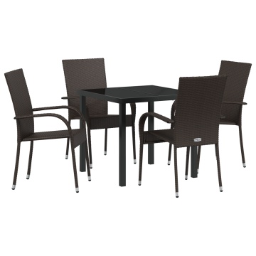 Set pentru Grădină 5 Piese Maro Poliratan - Img 2