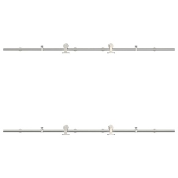 Set piese pentru ușă glisantă, argintiu, 183 cm oțel inoxidabil - Img 5