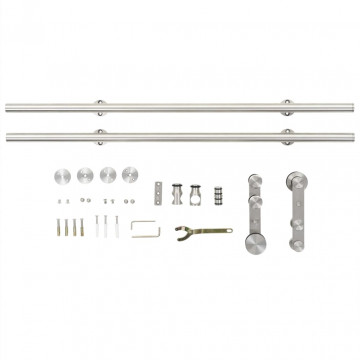 Set piese pentru ușă glisantă, argintiu, 183 cm oțel inoxidabil - Img 4