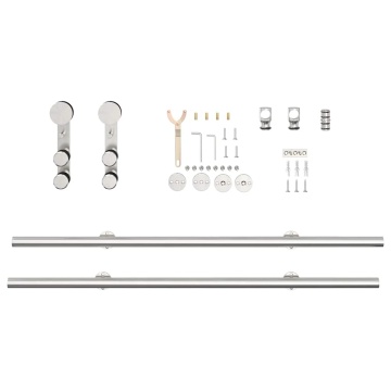 Set piese pentru ușă glisantă, argintiu, 200 cm oțel inoxidabil - Img 4
