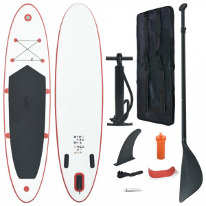 Set placă stand up paddle SUP surf gonflabilă, roșu și alb - Img 1