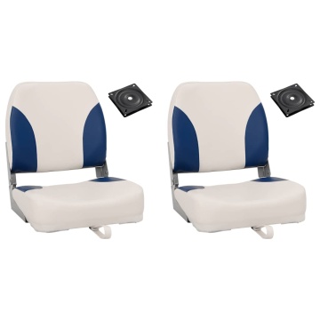 Set scaun pliabil pentru barcă, 4 piese, cu pernă alb-albastru - Img 1