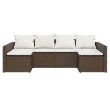 Set șezlong de grădină cu perne, 2 piese, maro, poliratan - Img 4