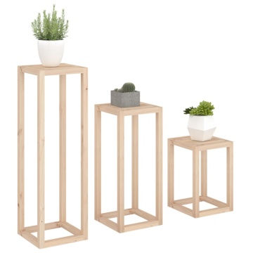 Set suport de plante, 3 piese, lemn masiv de pin - Img 4