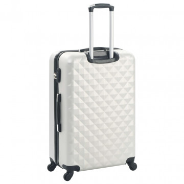 Set valiză carcasă rigidă, 3 buc., argintiu strălucitor, ABS - Img 4