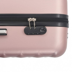 Set valiză carcasă rigidă, 3 buc., roz auriu, ABS - Img 7
